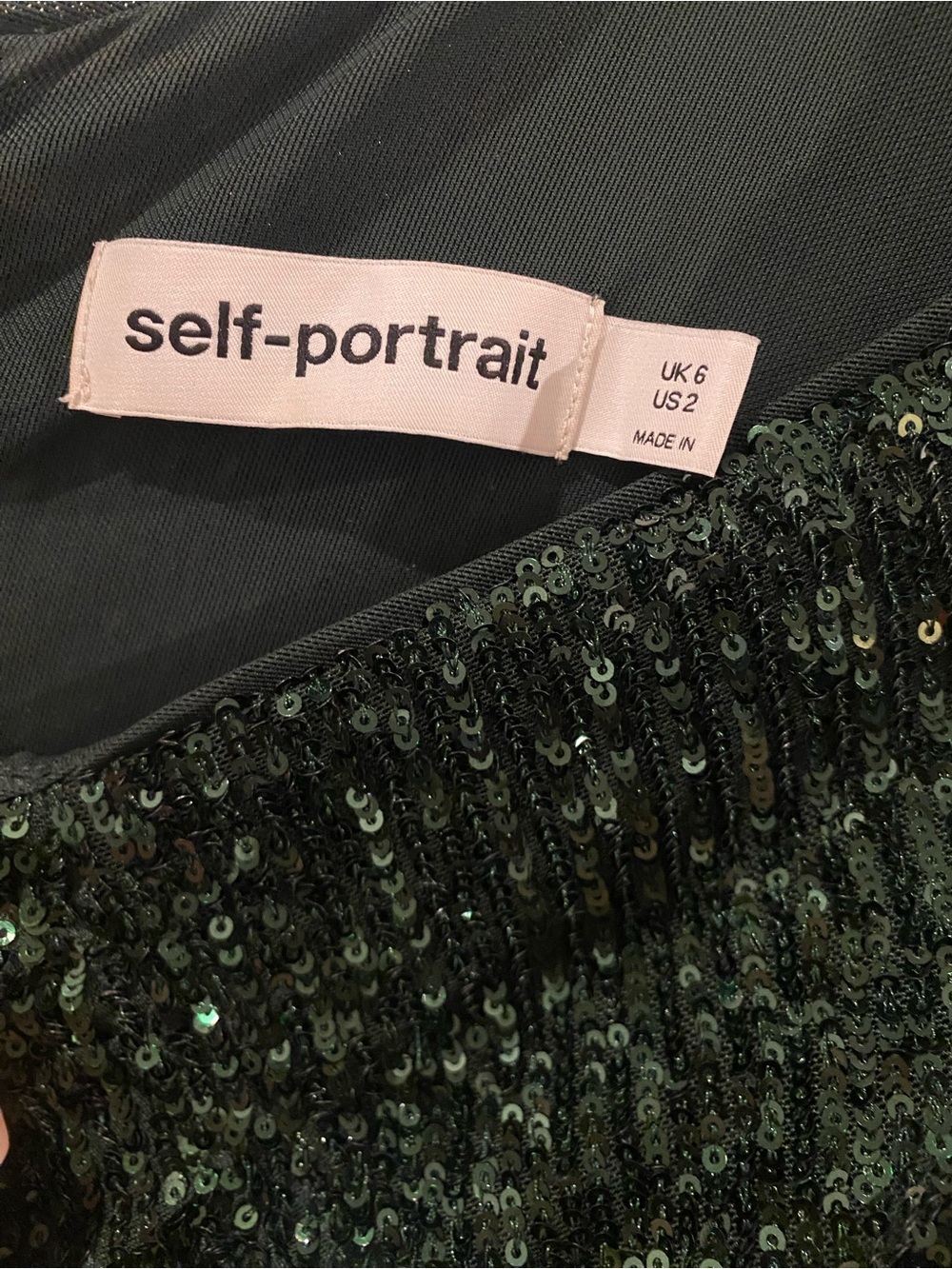 Self Portrait Green Stretch Sequin Asymmetrical Midi Dress ✨💚✨ - Picture 5 of 5